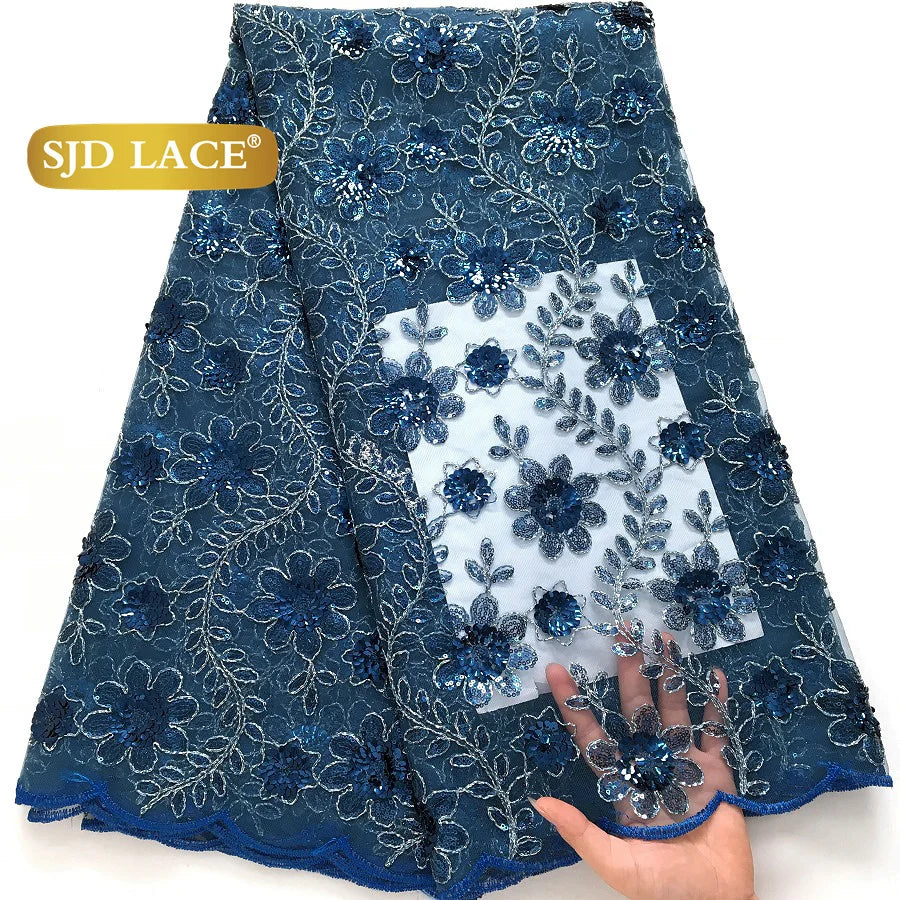 African Green Sequins Mesh Woman Lace Fabric High Quality 2025 Nigerian French Net Lace for Sewing Wedding Dresses 3735