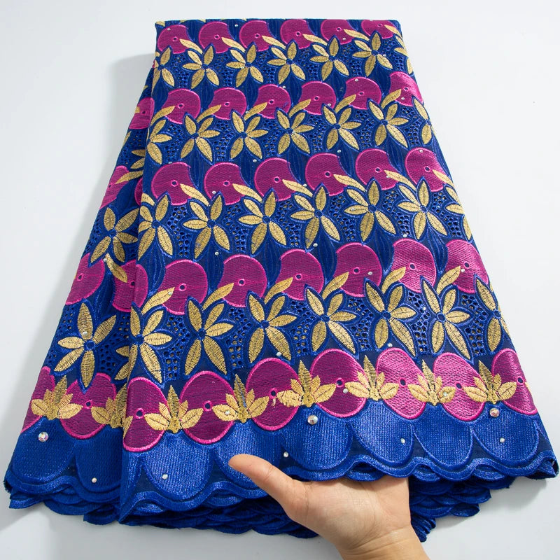 Swiss Voile Lace in Switzerland 2024 Latest Design African Lace Fabric With Rhinestones for Elegant Women Dresses Sewing A3702