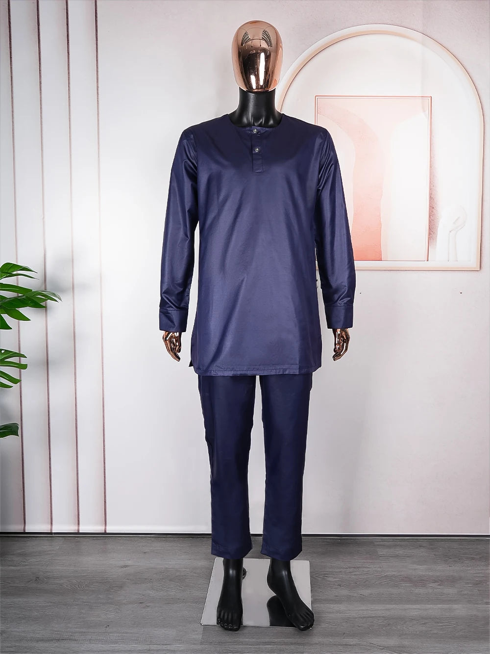 H&D New African Suit For Men Robe Shirt Pants Set Long Sleeve Tops Embroidery Clothes Wedding Party Traditional Robes Ramadan