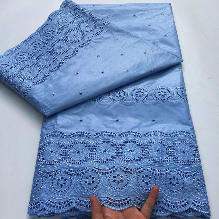 African Dry Cotton Lace Fabric 2025 High Quality 5 Yards Embroidered Men's Nigerian Lace Fabric Elegant Dress for Party A4041