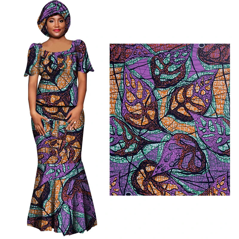 African Wax Fabric 100% Cotton Nigeria Ankara Wax Fabric Block Prints Batik Pagne Soft Sewing Fabric
