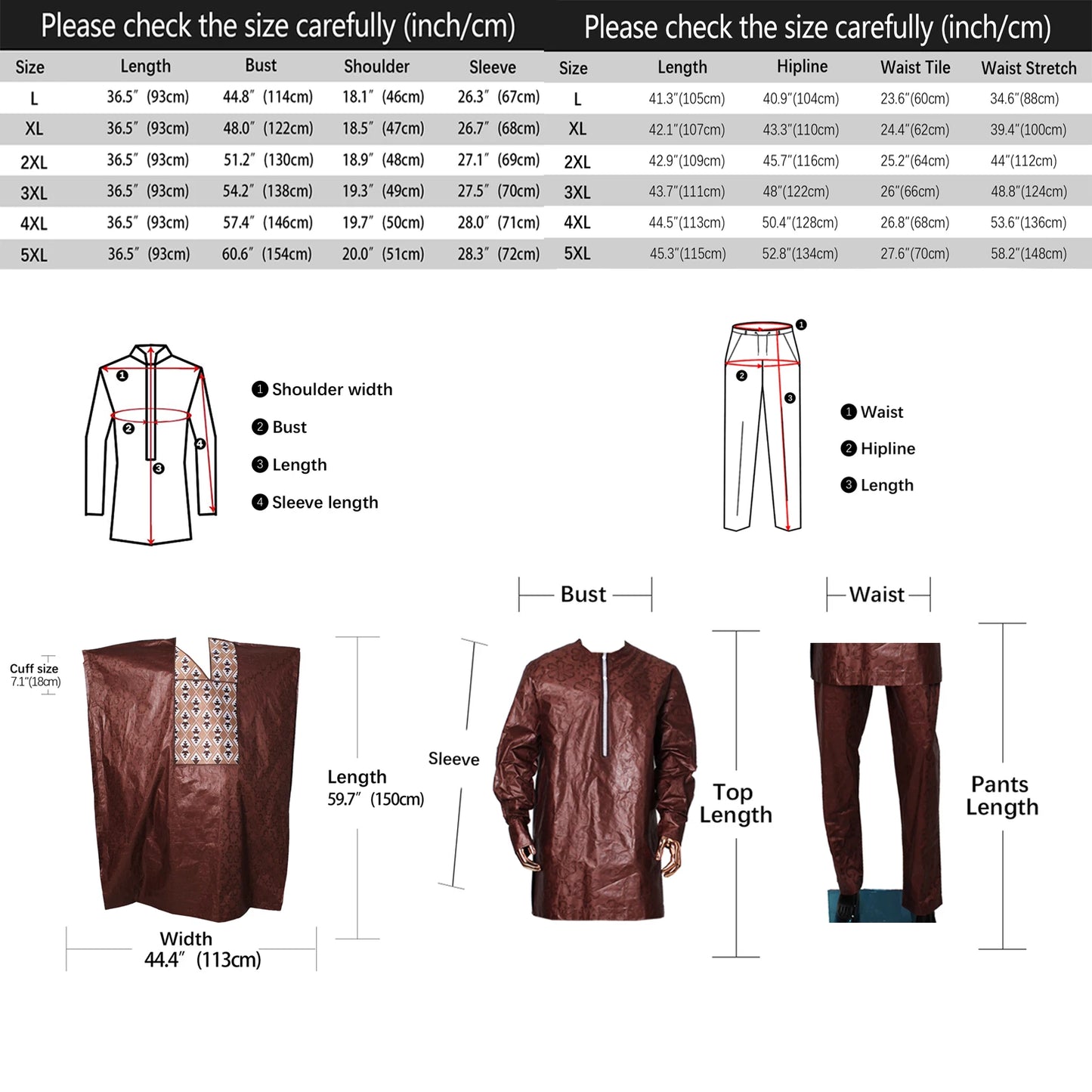 Kaftan Elegant African Men's Set 3 Pieces Outfits Long Sleeve Ethnic Tops and Pants Full Luxury Men's Suit Wedding Men Clothing