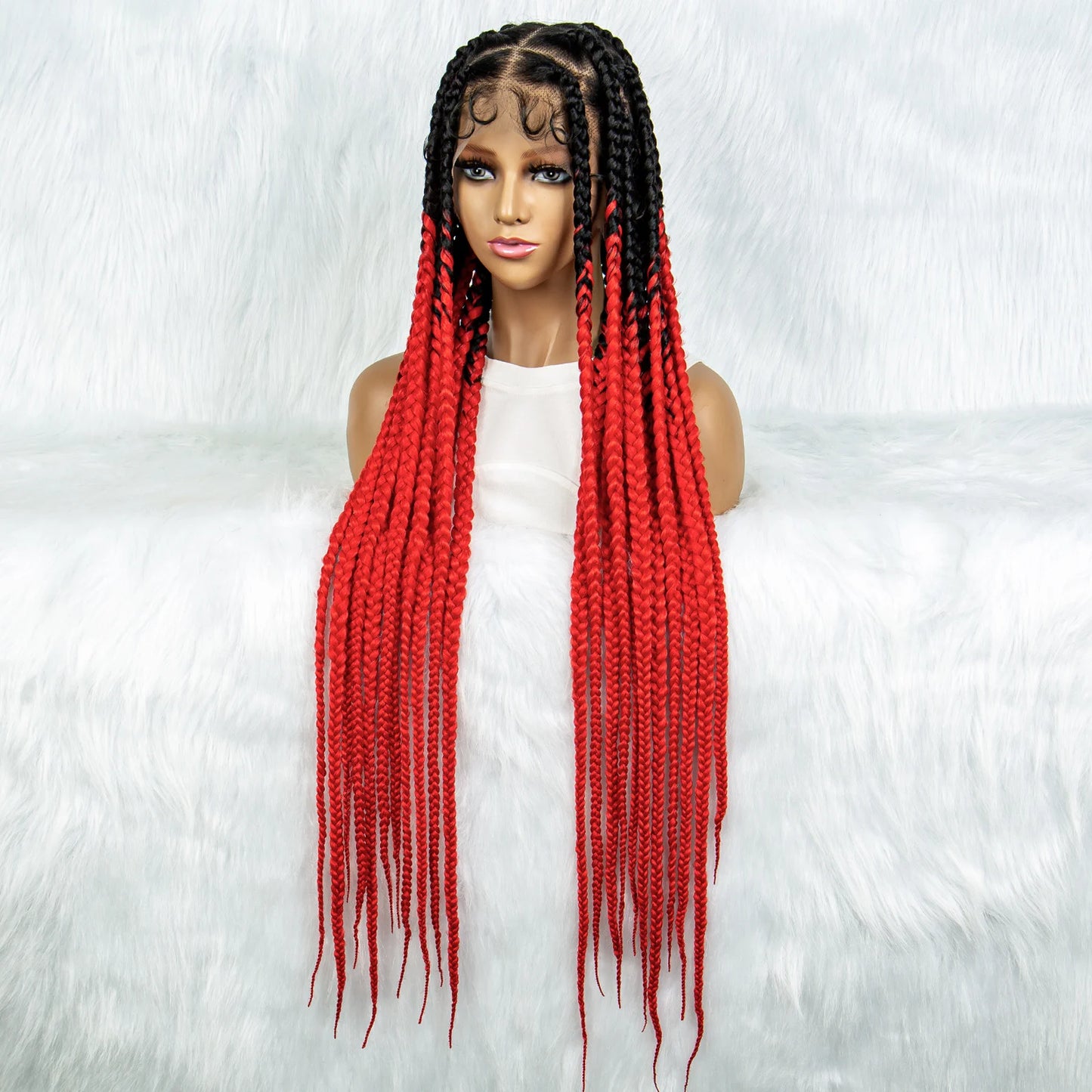HD Full Lace Braided Wigs for Black Women Box Braids Synthetic Lace Front Wig Big Square Knotless Box Braids With Baby Hair