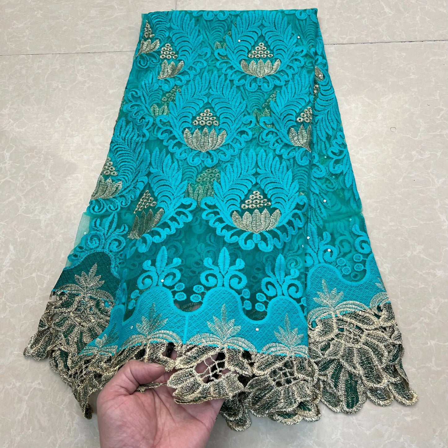 High Quality African Lace Fabric, Embroidery Tulle Cotton, French Wedding Party Dress, Guipure Sequins, 2.5Yards, Latest 2025