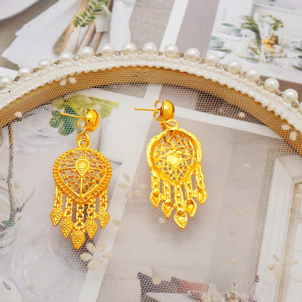 Dubai 24K Golden Plated Jewelry Set African Women's Banquet Wedding Necklace Set