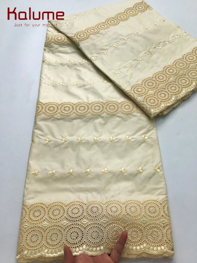 Luxury African Fabric Austria Cotton Polished Lace High Quality Atiku Fabric 5Yards For Men Traditional Robe Suit Material F4255