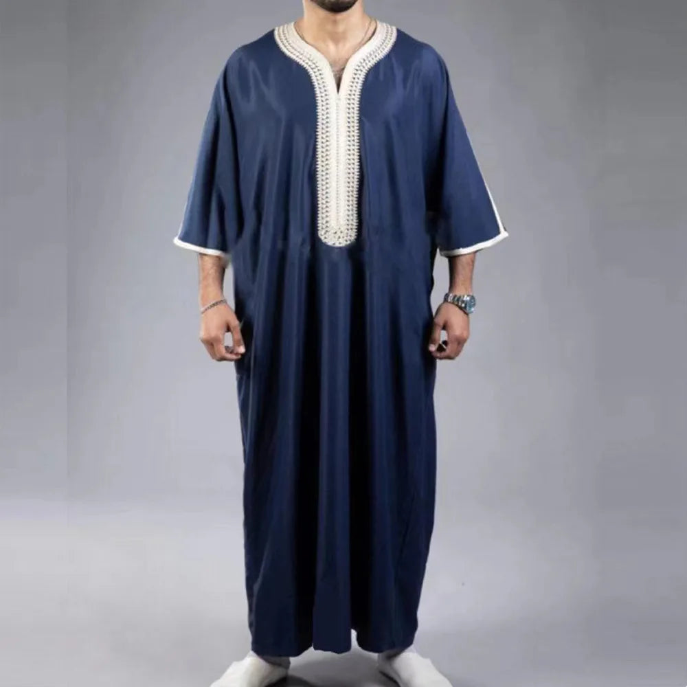 2025 Muslim Men's Casual Jubba Thobe Fashion Abayas Middle East Ethnic Style Hooded Long Robes Pakistani Islamic Clothing Homme