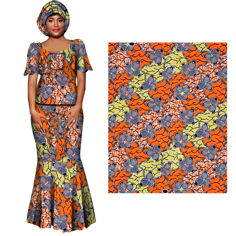 African Wax Fabric 100% Cotton Nigeria Ankara Wax Fabric Block Prints Batik Pagne Soft Sewing Fabric