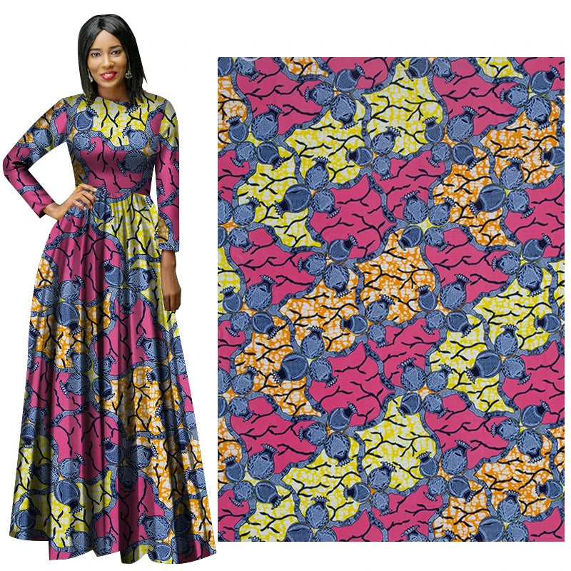 African Wax Fabric 100% Cotton Nigeria Ankara Wax Fabric Block Prints Batik Pagne Soft Sewing Fabric