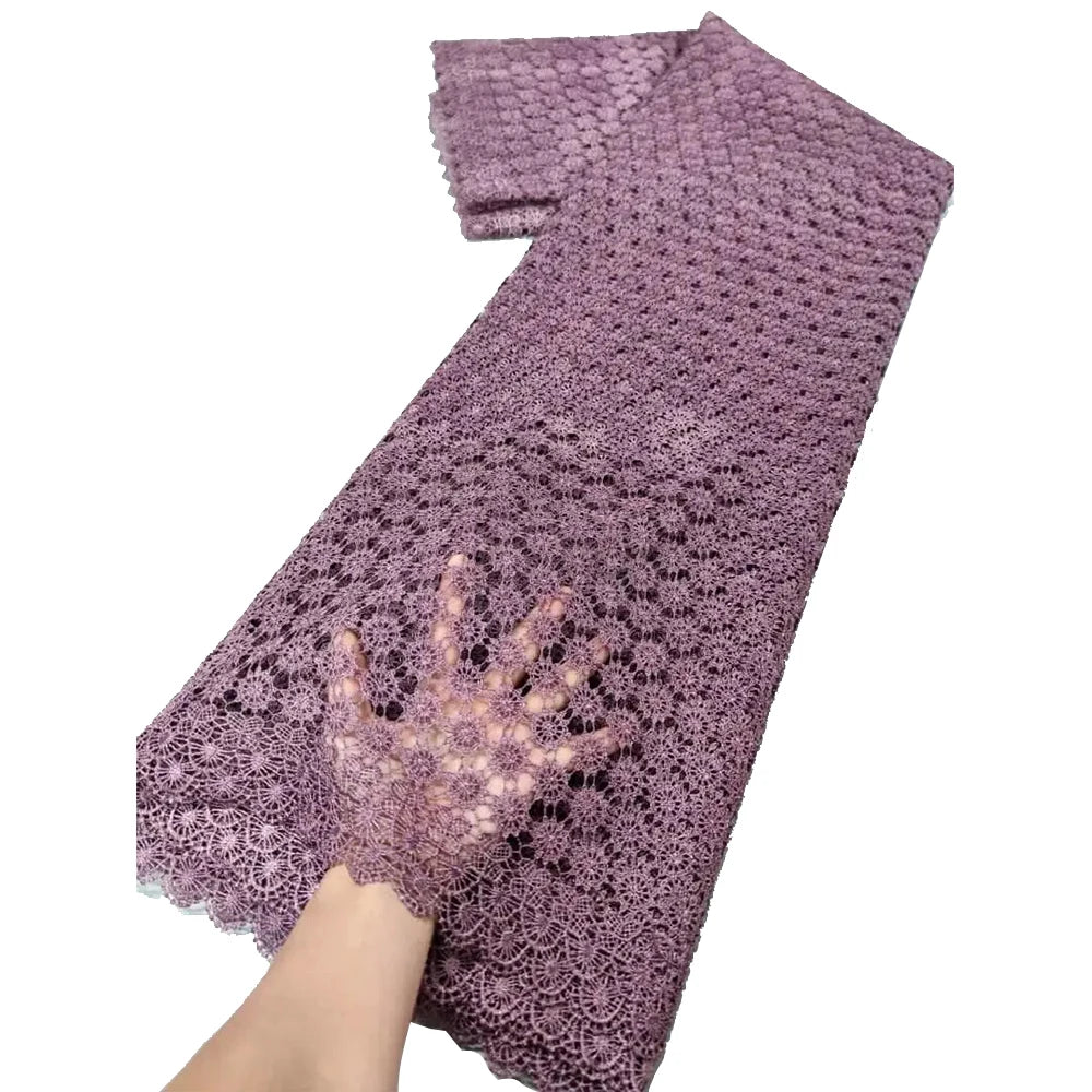 2025 Latest High Quality African Nigerian Water soluble Damask Lace Fabric Embroidery Party Dress Sequins Cotton 5yards