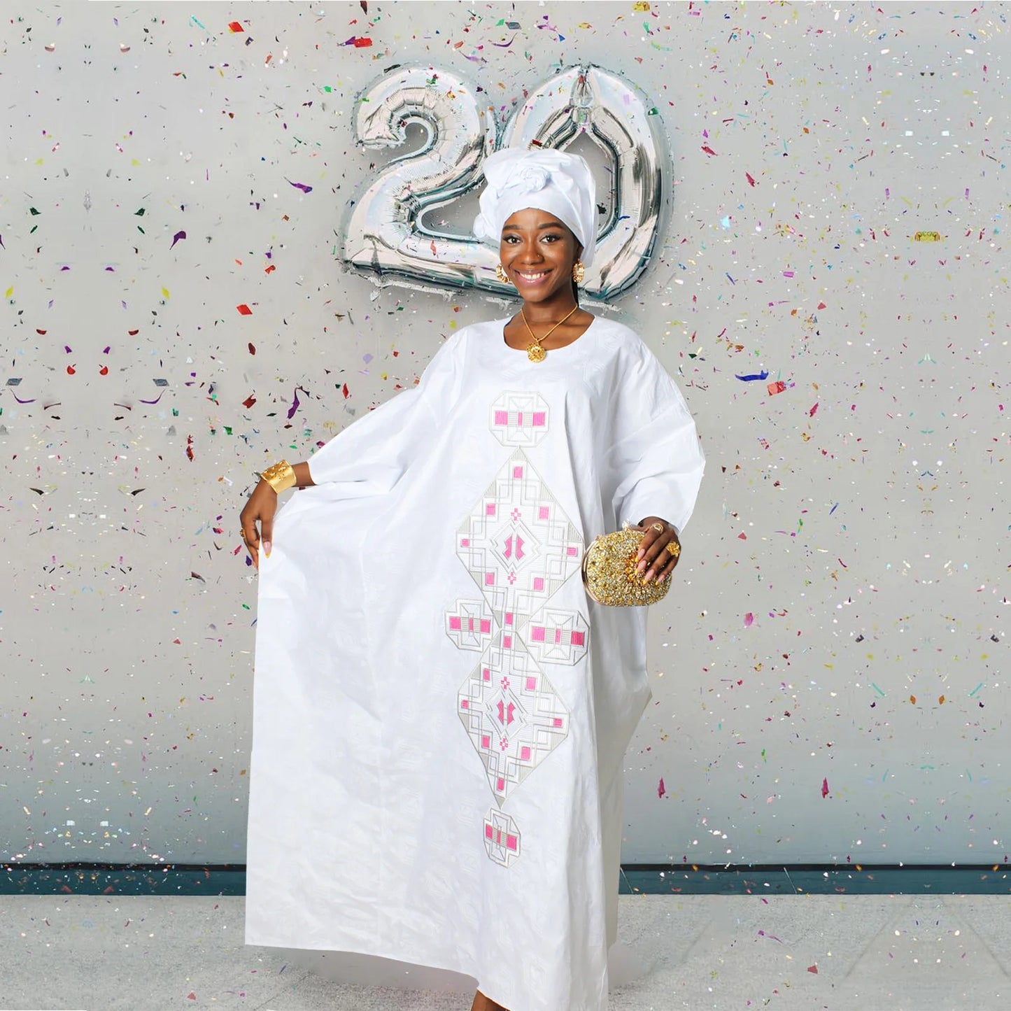 African Attire For Women Bazin Riche Embroidery Plus Size Elegant Party Church Dress