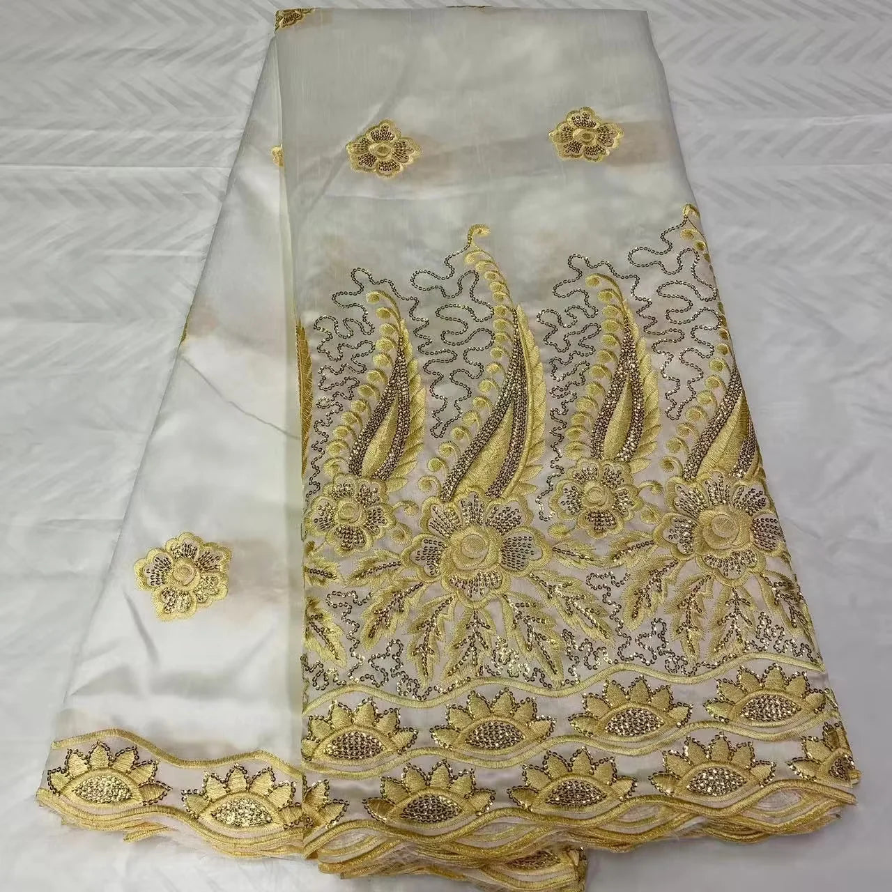 Pretty George Lace Fabric With Blouse 5+2 Yards Sets For Wedding Dress Nigerian Embroidery Guipure George Lace Fabric E23-24