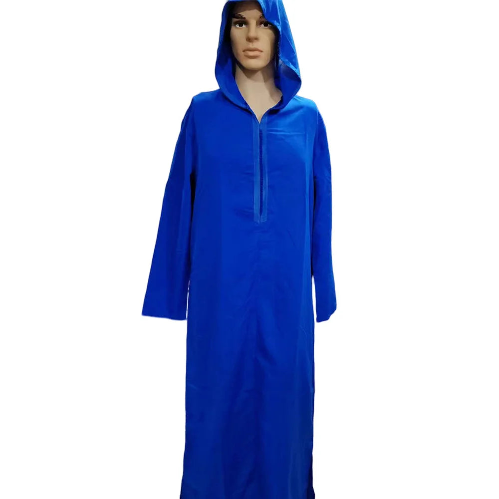 2025 Muslim Men's Casual Jubba Thobe Fashion Abayas Middle East Ethnic Style Hooded Long Robes Pakistani Islamic Clothing Homme