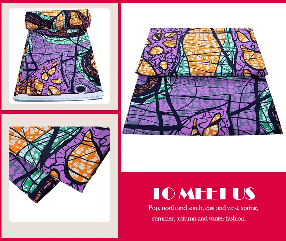 African Wax Fabric 100% Cotton Nigeria Ankara Wax Fabric Block Prints Batik Pagne Soft Sewing Fabric
