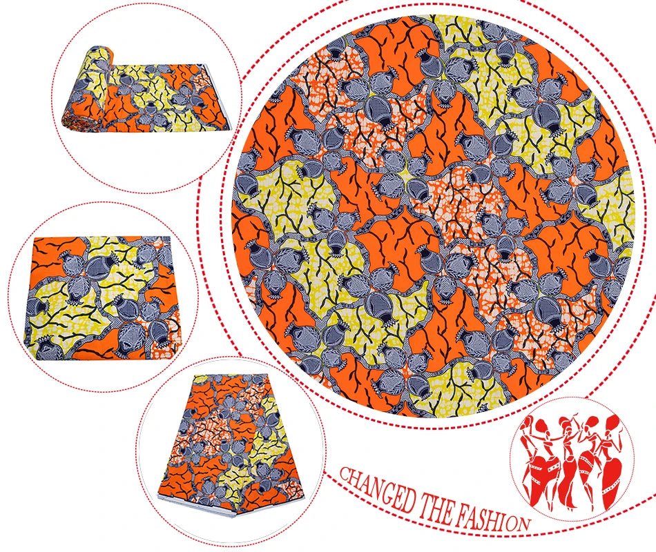 African Wax Fabric 100% Cotton Nigeria Ankara Wax Fabric Block Prints Batik Pagne Soft Sewing Fabric