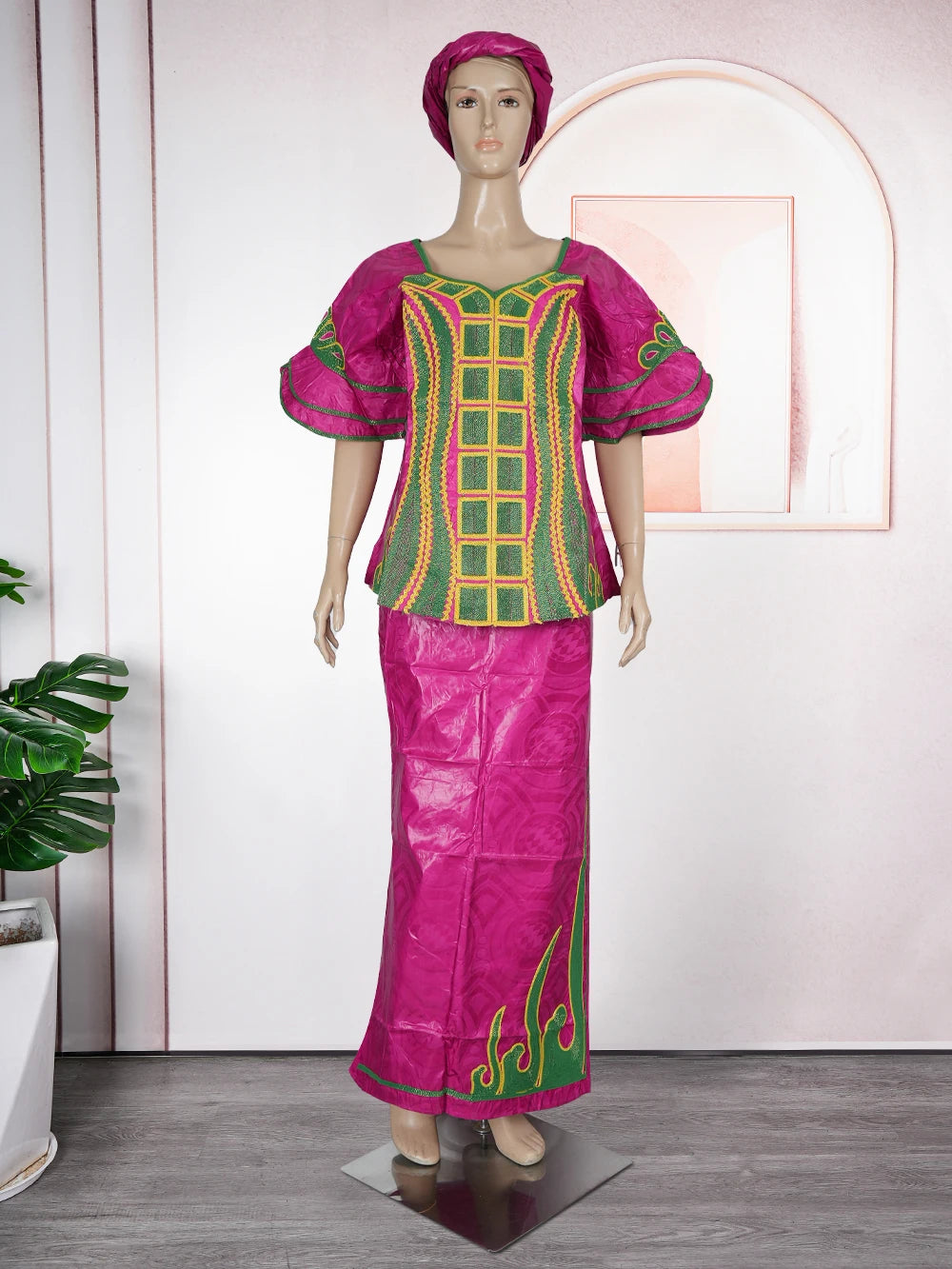 H&D African Clothes For Women Tradition Dress Embroidery Bazin Wedding Party Dress Ankara Robes Trads Wears African Clothes 2024