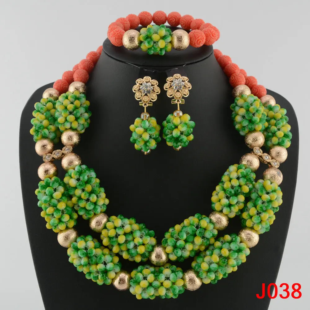 Fashion african coral beads necklace set nigerian wedding african beads jewelry Set
