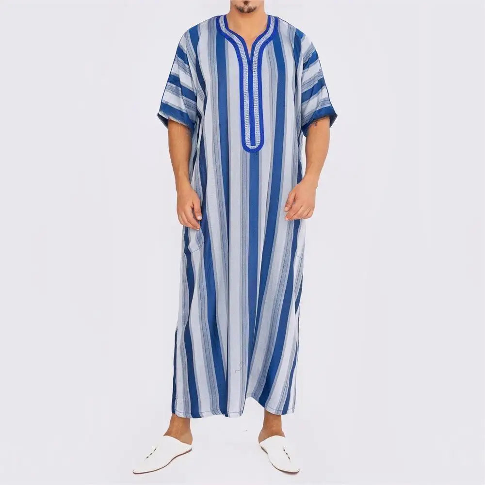 2025 Muslim Men's Casual Jubba Thobe Fashion Abayas Middle East Ethnic Style Hooded Long Robes Pakistani Islamic Clothing Homme