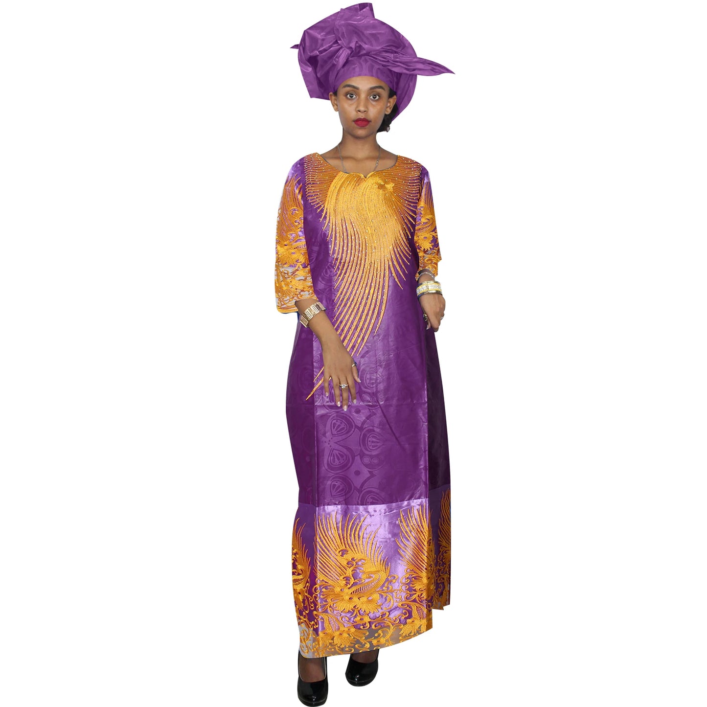 African Attire For Women Bazin Riche Embroidery Plus Size Elegant Party Church Dress