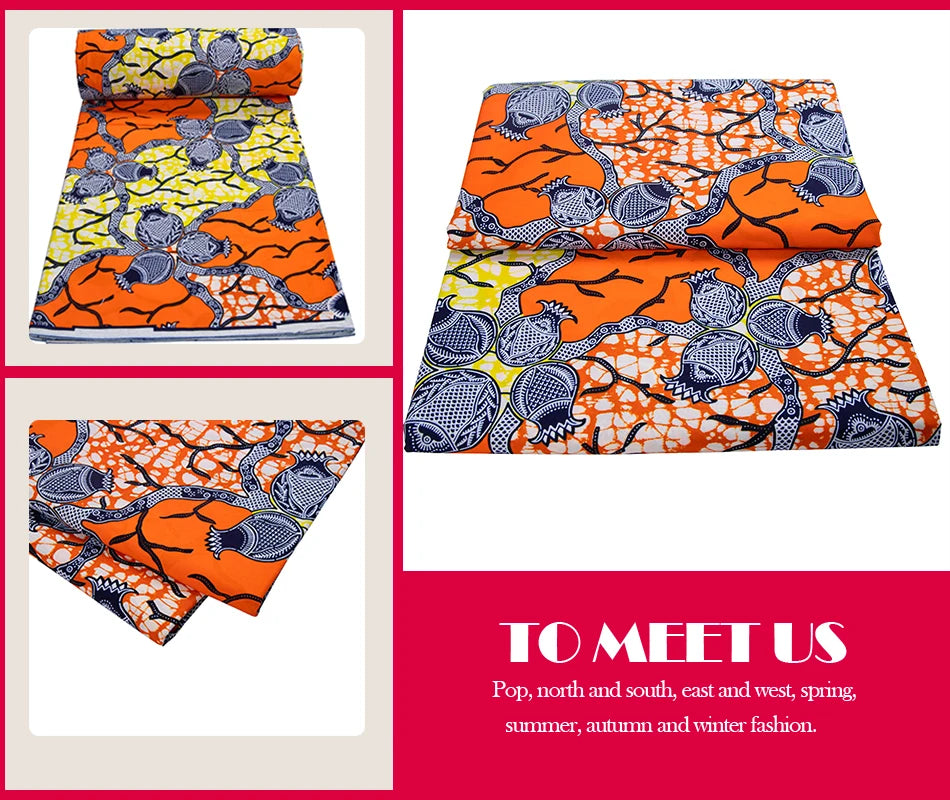 African Wax Fabric 100% Cotton Nigeria Ankara Wax Fabric Block Prints Batik Pagne Soft Sewing Fabric