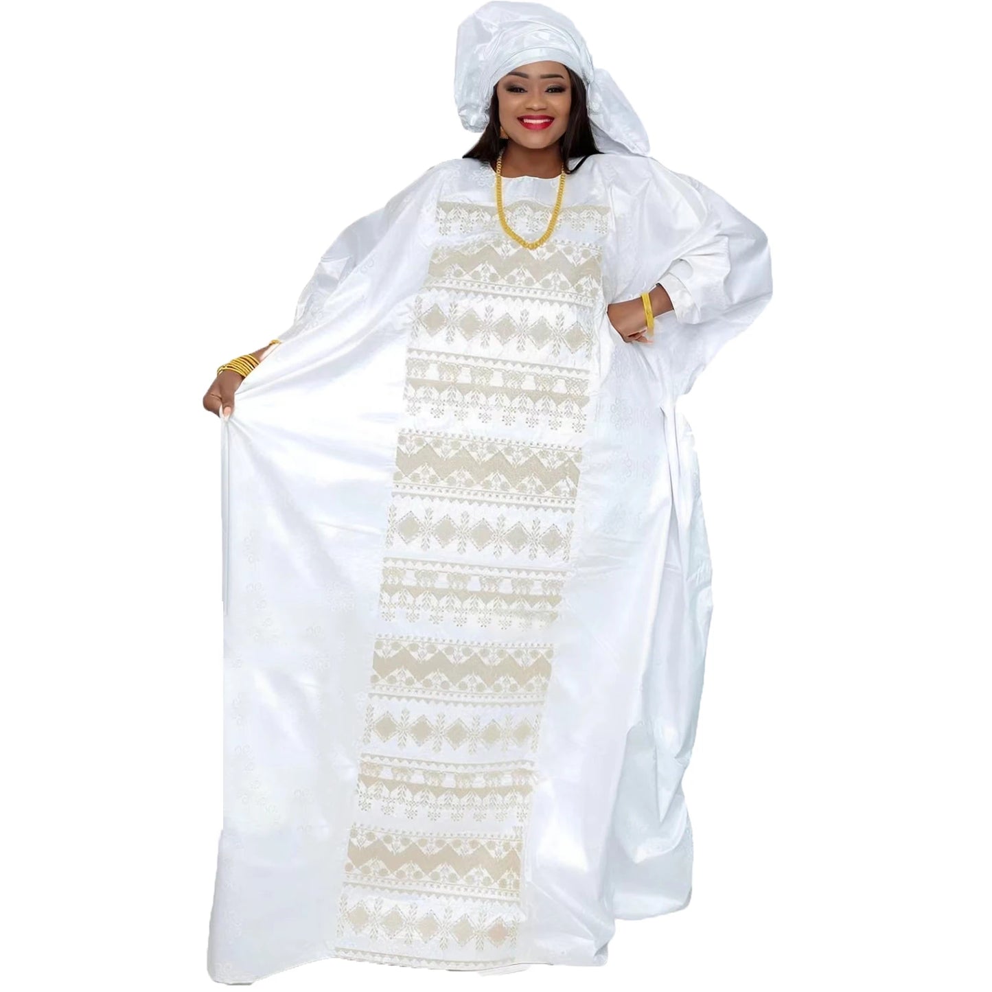 African Dresses For Couples Traditional Bazin Embroidery Dresses Floor Length Dress With Scarf Couple Design