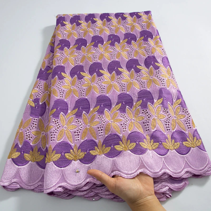Swiss Voile Lace in Switzerland 2025 Latest Design African Lace Fabric With Rhinestones for Elegant Women Dresses Sewing A3702