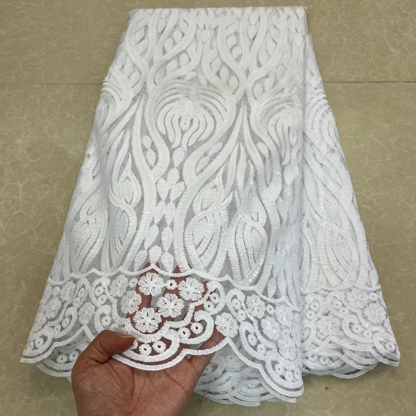 High Quality African Lace Fabric, Embroidery Tulle Cotton, French Wedding Party Dress, Guipure Sequins, 2.5Yards, Latest 2025