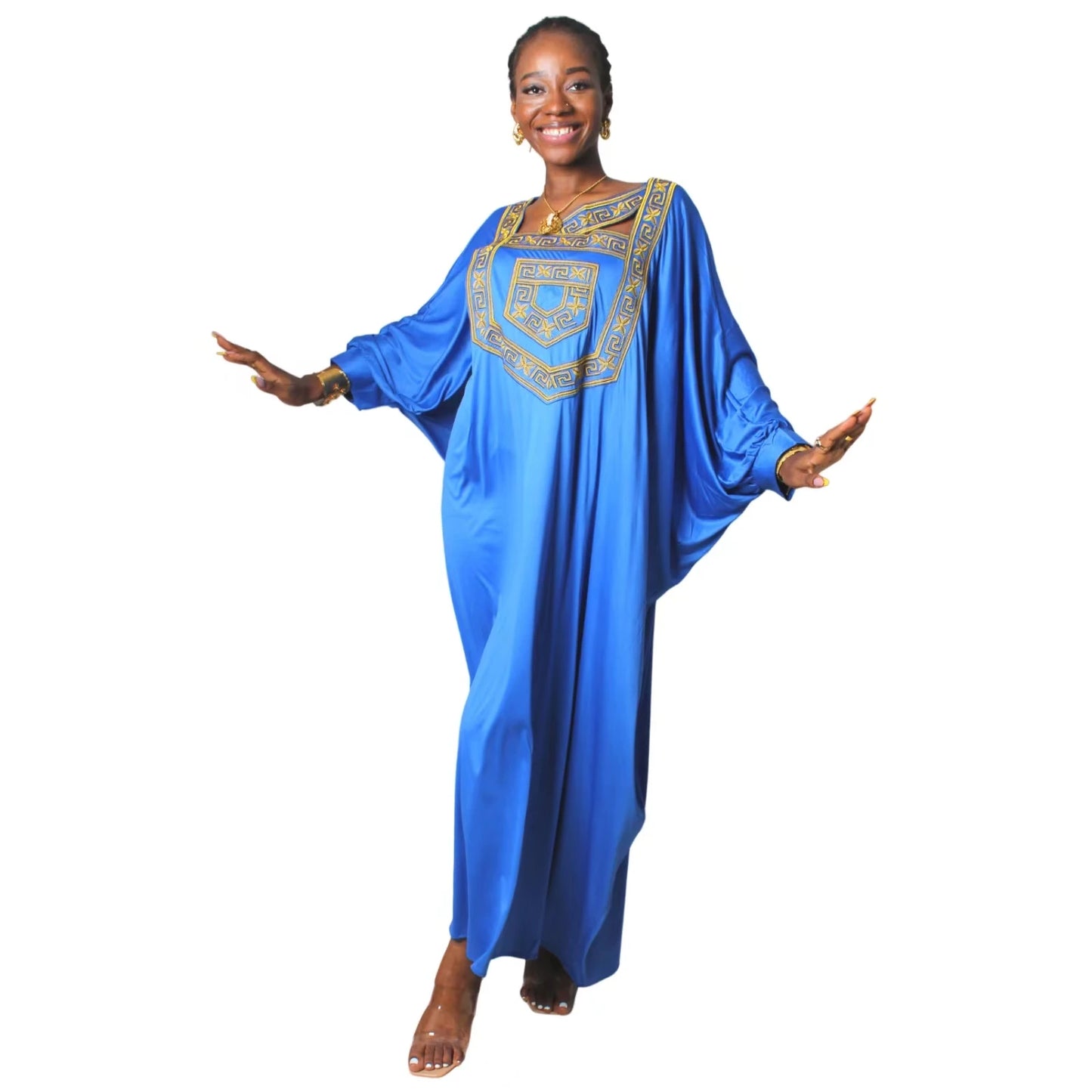 African Dresses For Women Tie Dyed Dashiki Embroidery Design Couple Fashion Elegant Dress With Scarf