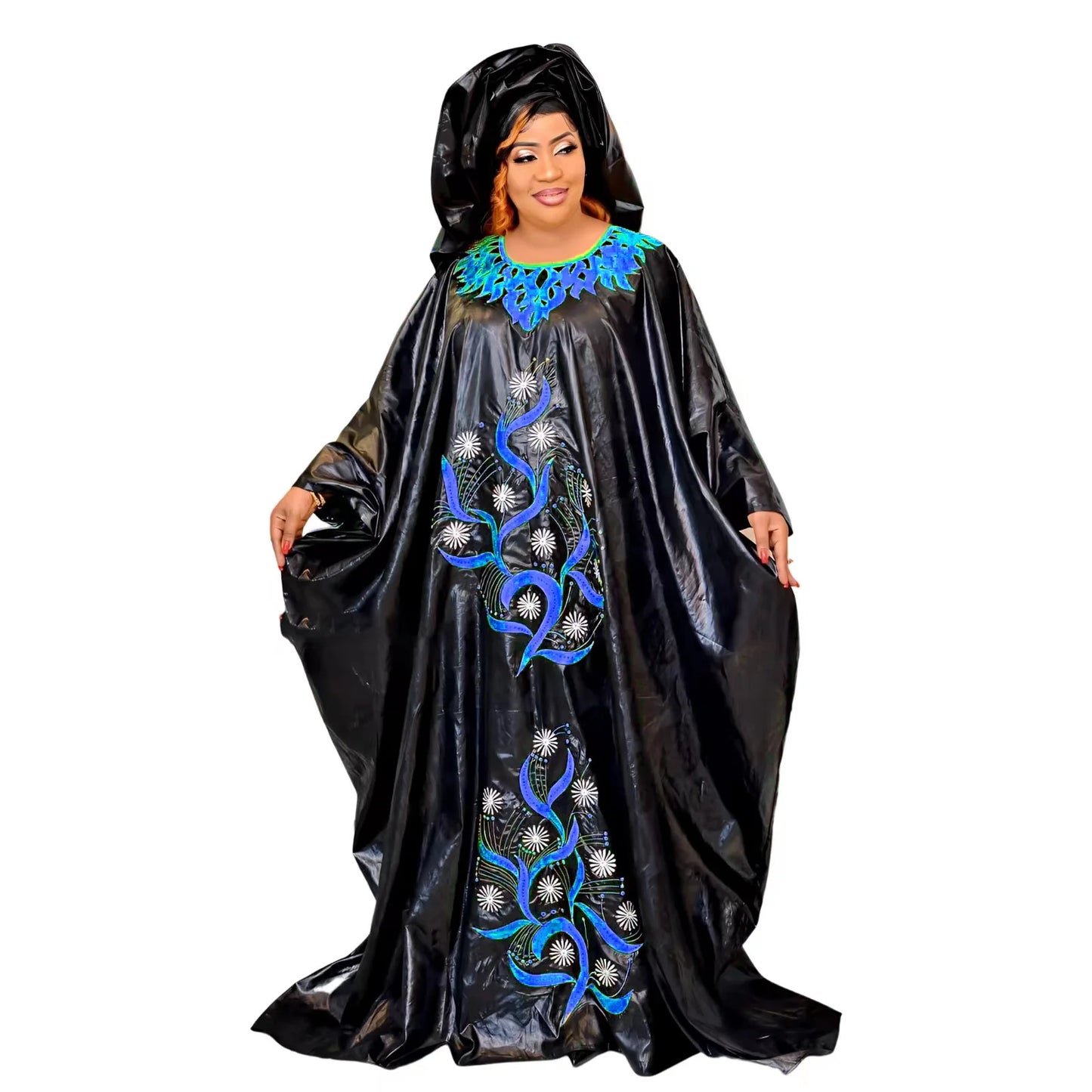 African Dre ss for Women Plus Si ze Embroidery Weddi ng Guest Long Maxi Dress with Scarf