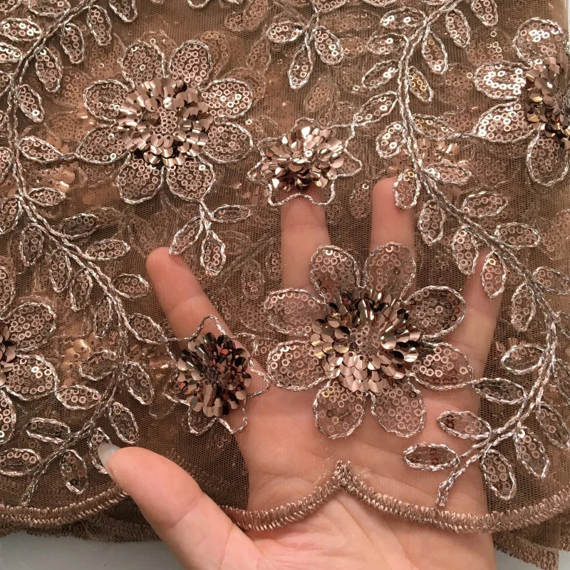 African Green Sequins Mesh Woman Lace Fabric High Quality 2025 Nigerian French Net Lace for Sewing Wedding Dresses 3735