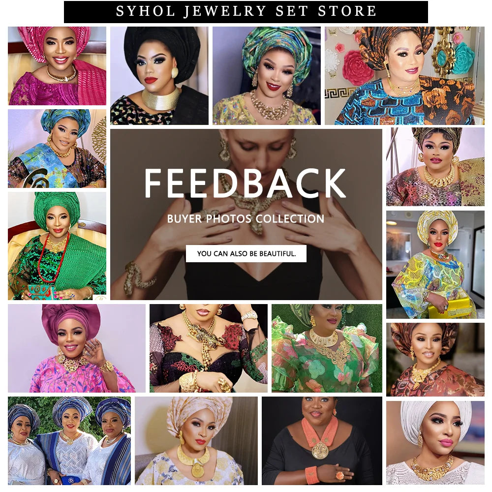 Jewelry Set For Women 24K Plating Necklace Big Round Pendant Luxury Earrings Bracelet Wedding Banquet Bijoux SYHOL