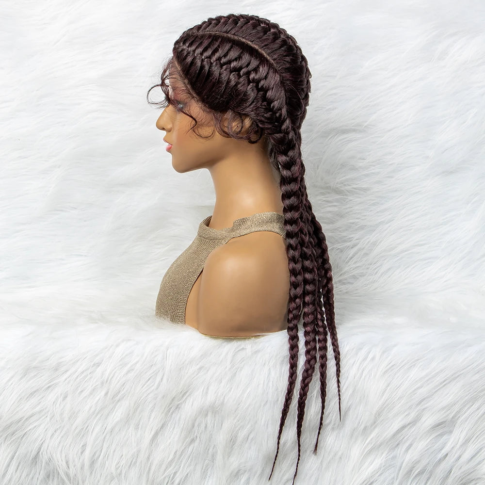 26 Inches Synthetic Lace Front Wigs Braided Wigs Lace Front Dutch Twins Cornrows Braids Wig With Baby Hair for Black Women