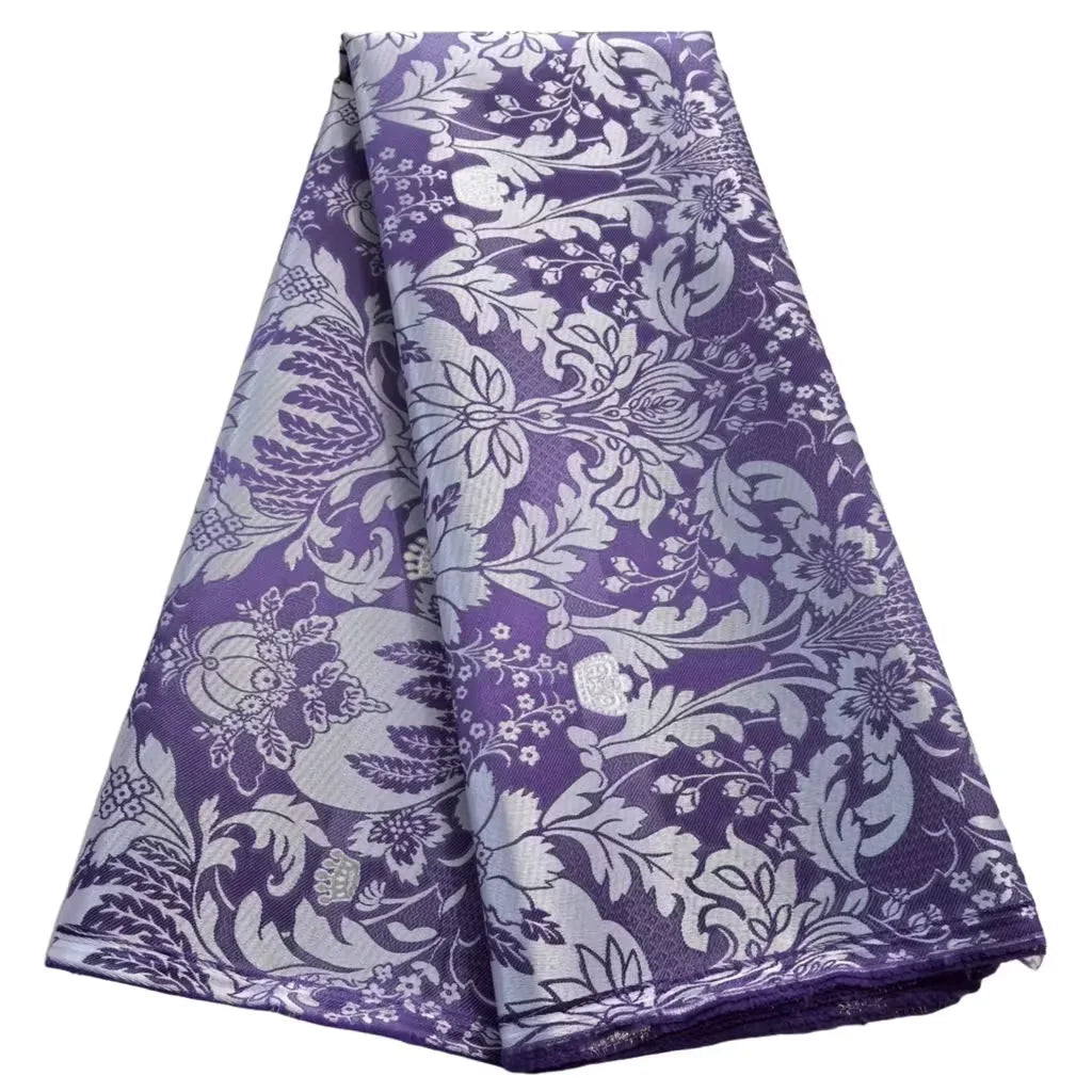 African Thick Damask Lace Fabric 2.5Yard Or 5Yards 2025 Jacquard Brocade Fabrics DIY Sew For Nigeria Women Headtie Aso obi Dress