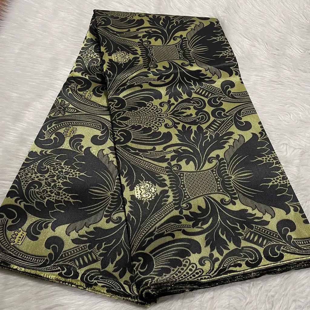 African Thick Damask Lace Fabric 2.5Yard Or 5Yards 2025 Jacquard Brocade Fabrics DIY Sew For Nigeria Women Headtie Aso obi Dress