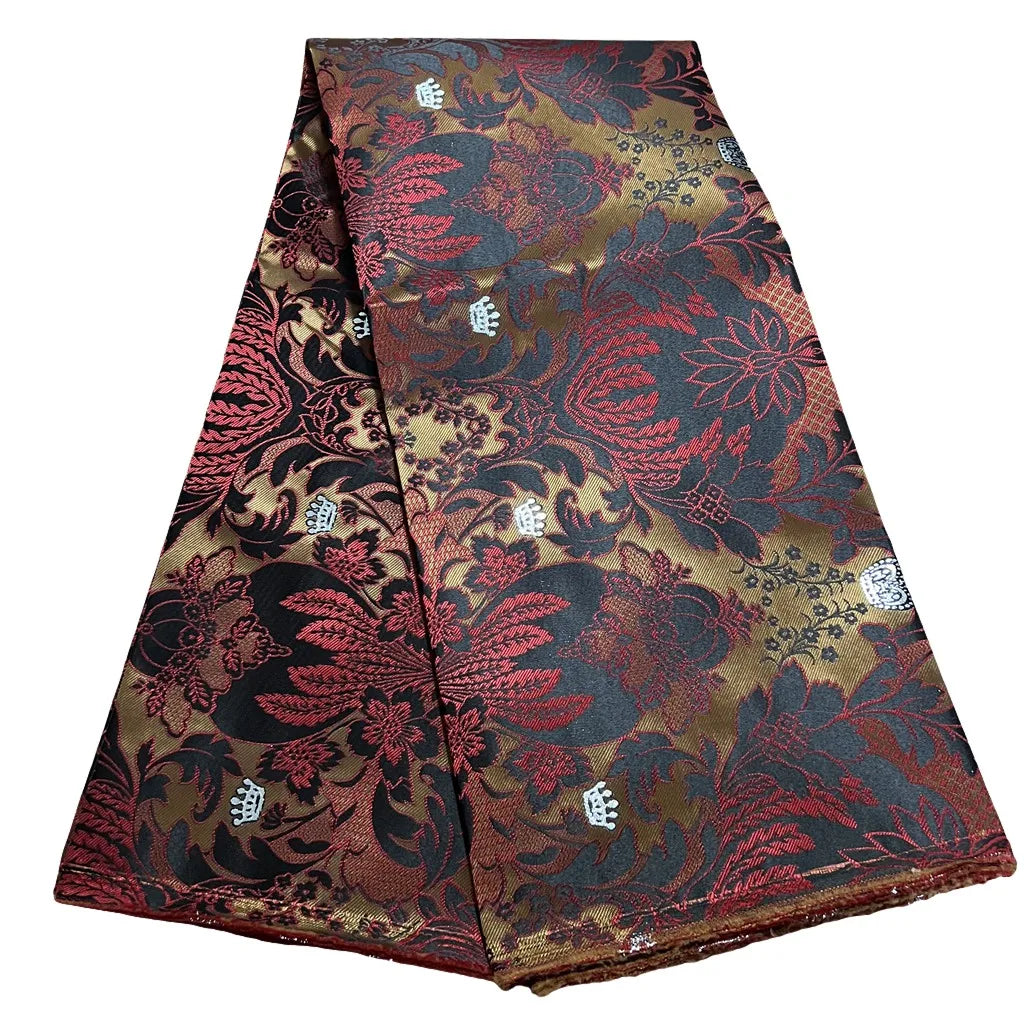 African Thick Damask Lace Fabric 2.5Yard Or 5Yards 2025 Jacquard Brocade Fabrics DIY Sew For Nigeria Women Headtie Aso obi Dress
