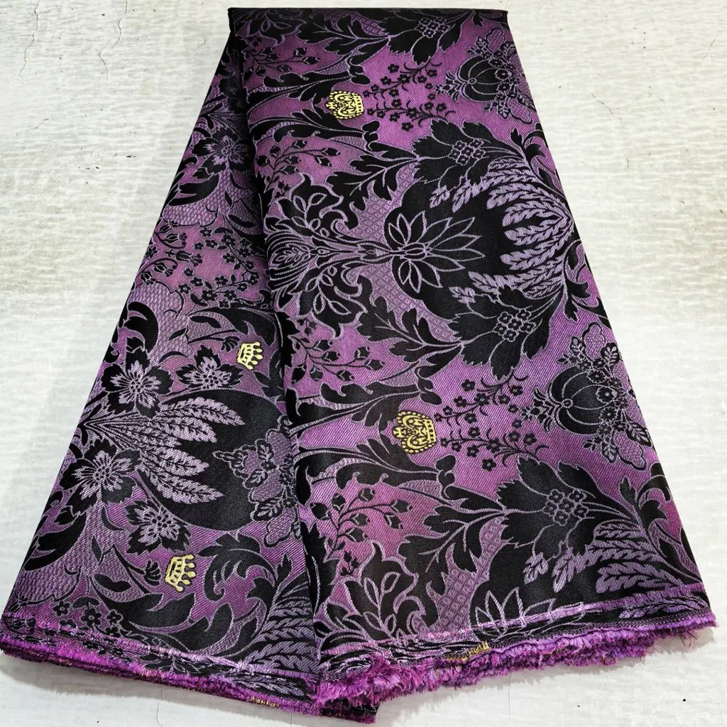 African Thick Damask Lace Fabric 2.5Yard Or 5Yards 2025 Jacquard Brocade Fabrics DIY Sew For Nigeria Women Headtie Aso obi Dress
