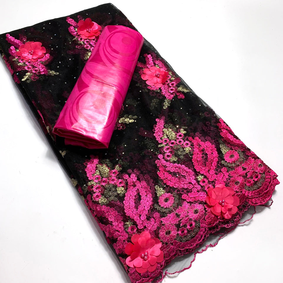 2.5+2.5 Yards African Bazin Riche Original 2024 High Quality Lace Fabric for Sewing 3d Nigerian Embroidered Wedding Material