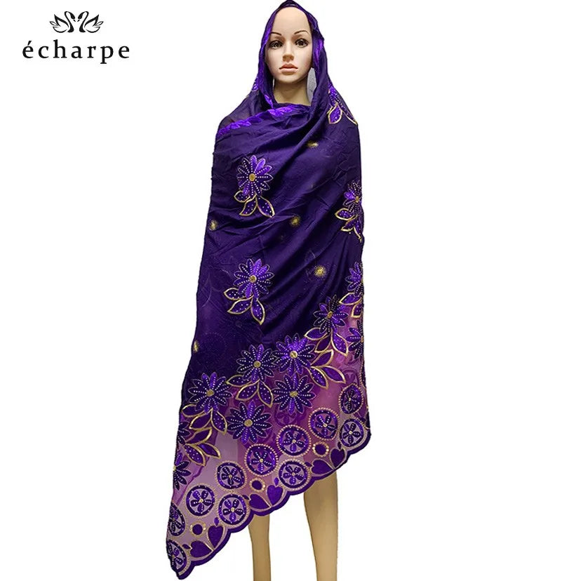 New African Women Scarfs muslim embroidery soft cotton big scarf for shawls wraps pashmina BM937