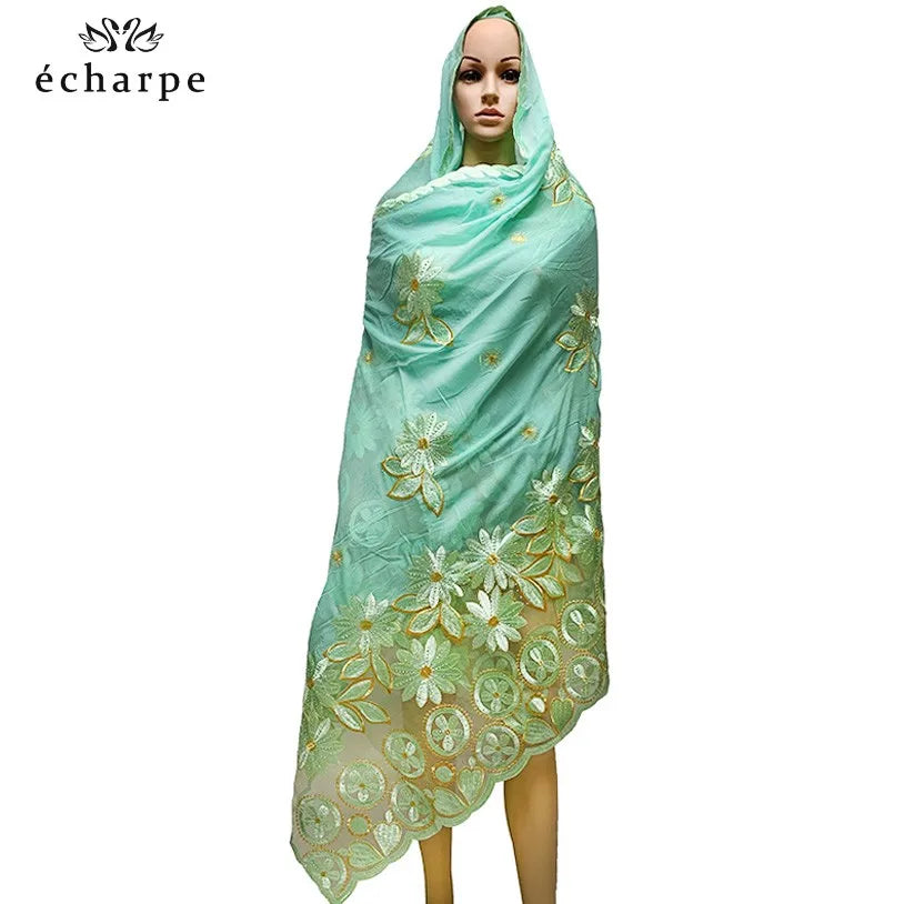New African Women Scarfs muslim embroidery soft cotton big scarf for shawls wraps pashmina BM937