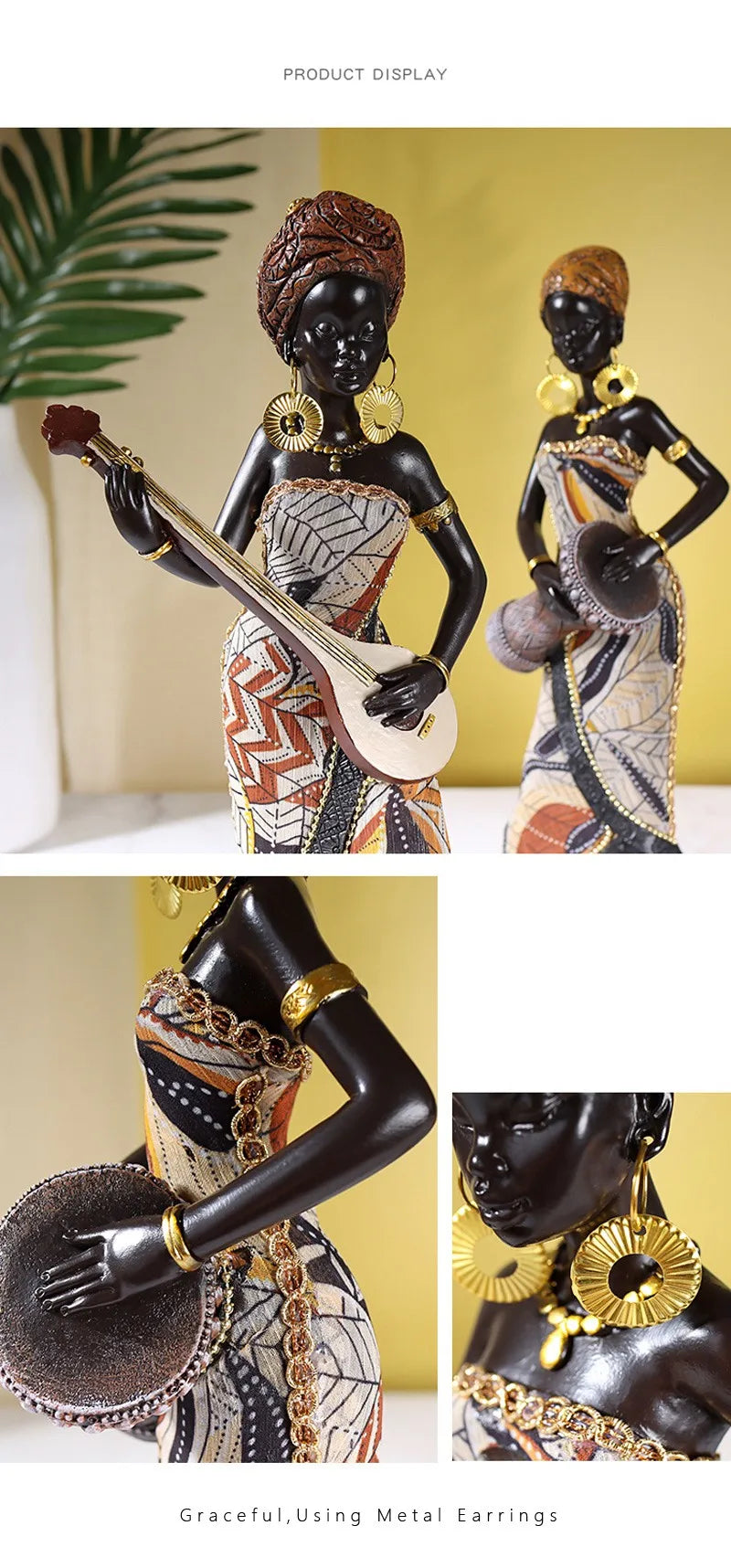 Vilead Resin African Women Statue Modern Art Figure Living Room Office Interior Decoration Accessories New Year Gifts