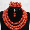 Dudo Artificial Coral Beads Jewelry Set African Nigeria Wedding Jewelry Bracelet Earrings Set 2023 Long Design