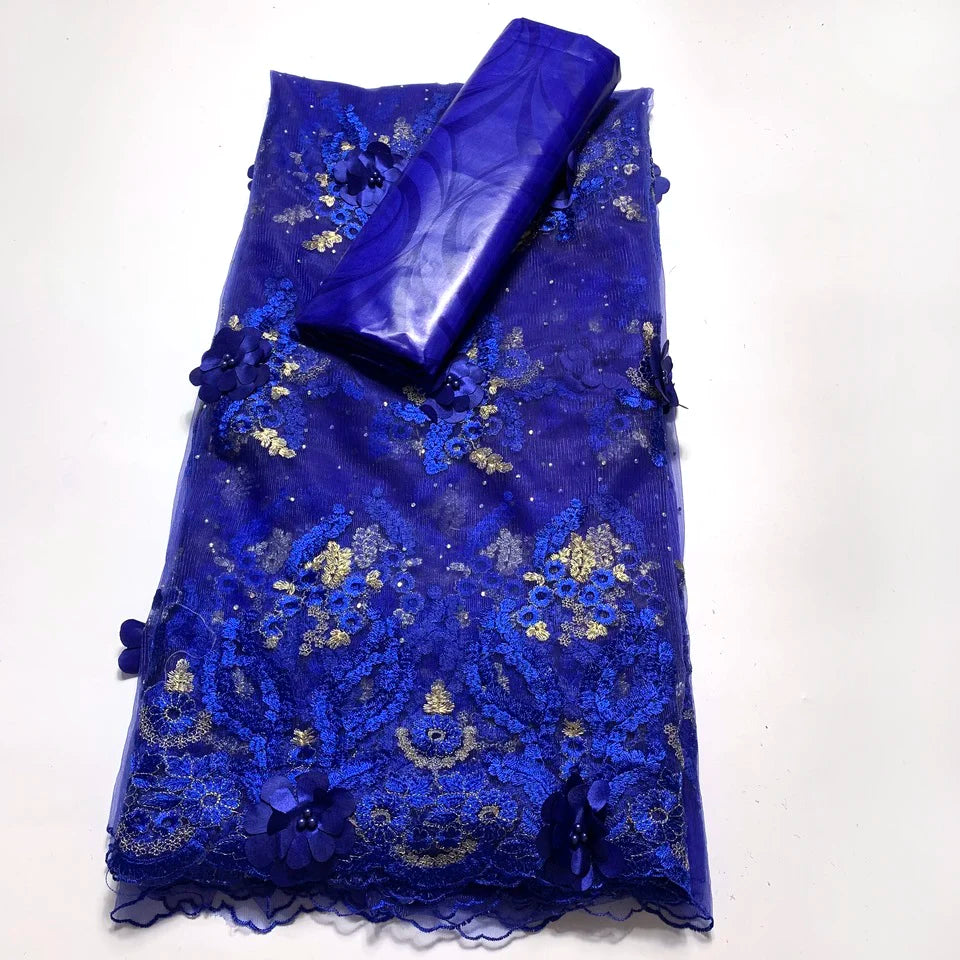 2.5+2.5 Yards African Bazin Riche Original 2024 High Quality Lace Fabric for Sewing 3d Nigerian Embroidered Wedding Material