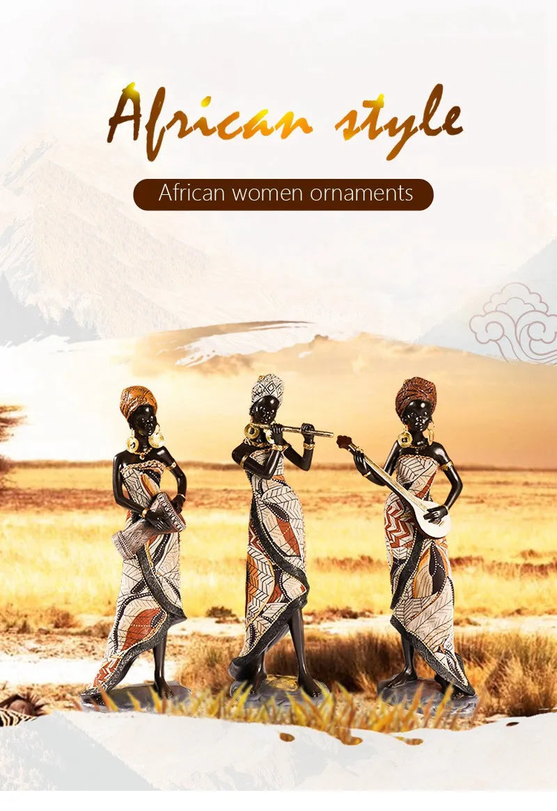 Vilead Resin African Women Statue Modern Art Figure Living Room Office Interior Decoration Accessories New Year Gifts