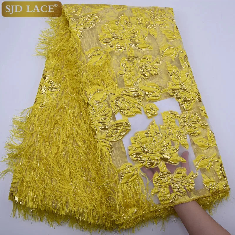 SJD African Jacquard Lace Fabric French Net Embroidery Lace 2024 High Quality Nigeria Brocade Fabric For Women Wedding Dresses