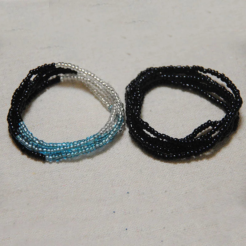 2 Pcs Sexy Summer Waist Bead Chains African Belly Beads Colorful Beach Bikini Body Belly Chain Elastic Jewelry for Women Girls