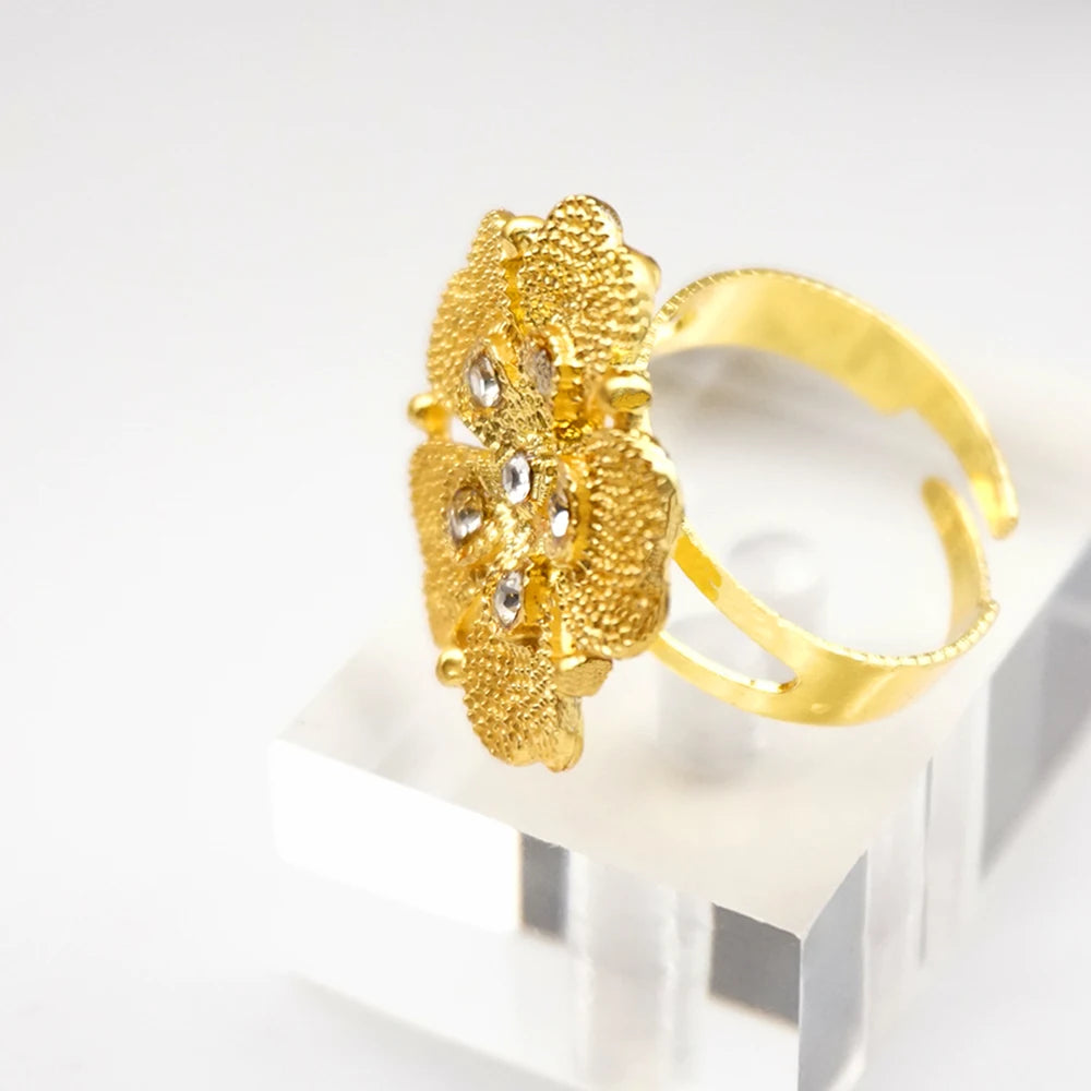 Necklace Sets For Women Dubai African Gold Color Jewelry Set Bride Earrings Rings Indian Nigerian Wedding Jewelery Set Gift