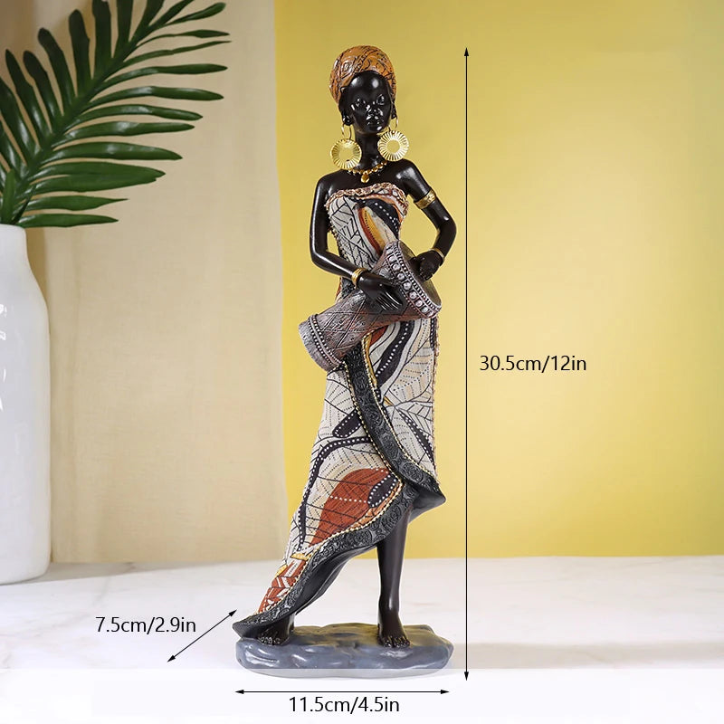 Vilead Resin African Women Statue Modern Art Figure Living Room Office Interior Decoration Accessories New Year Gifts