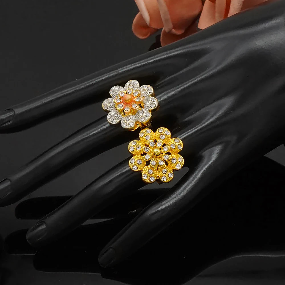 Nigeria Dubai Gold Color Fine Flowers Jewelry Sets African Wedding Gifts Party For Women Bracelet Necklace Earrings Ring Set