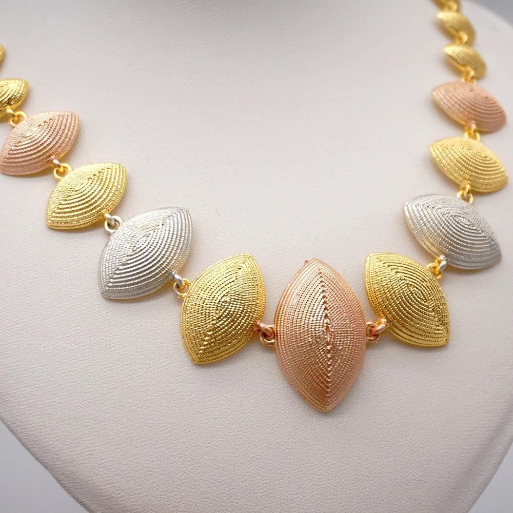 Necklace Sets For Women Dubai African Gold Color Jewelry Set Bride Earrings Rings Indian Nigerian Wedding Jewelery Set Gift