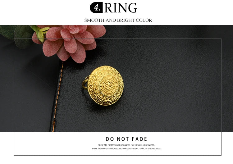 ANIID Womens Ethiopian Gold Color Jewelry Set Bridal Dubai Jewellery Wedding Brazilian Eritrean African Earring Necklaces Set